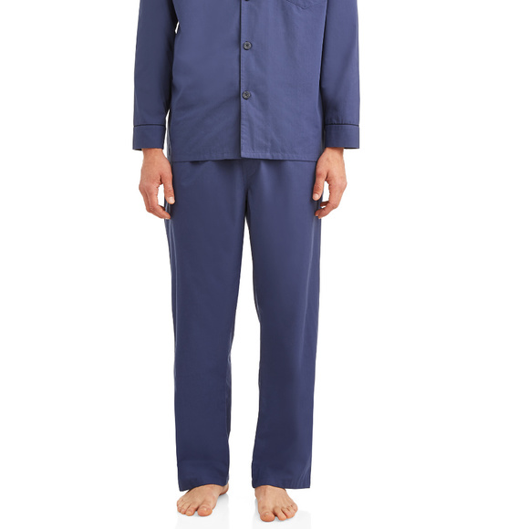 Hanes Long Sleeve, Pant Woven Pajama Set Navy Blue - Picture 6 of 6